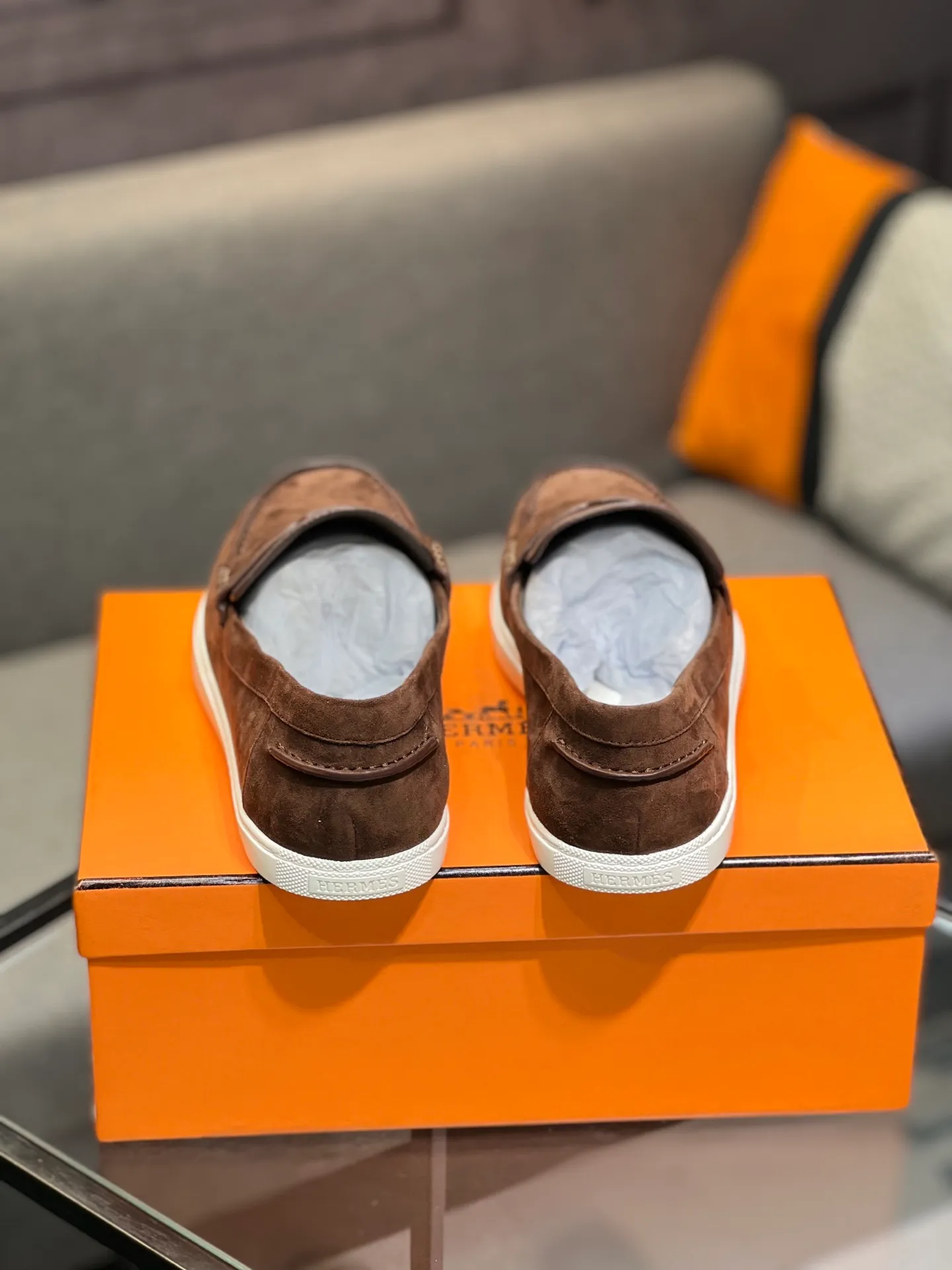 Men's shoes 💰700 [HERMES] Hermès - High-end quality original order 🔍🔍 - Upper: 🔝 cowhide suede splicing design - Inner lining: imported mixed sheepskin - Outsole: TPR foam · Rubber: two-color combined molding outsole - Super high quality control · Fine workmanship: highlighted (high-end, luxury, grade) -Size: 38-44 (45, 46, can be customized)
